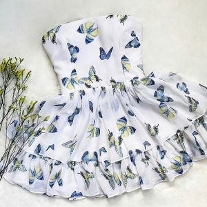 Adeirlina All Eyes On Her Mini Butterfly Ruffle Strapless Dress Size XL NWT!